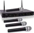 4 Channel Wireless Microphone System with 4 Handheld Dynamic Mic, Receiver, Dual Antenna, Black X97421