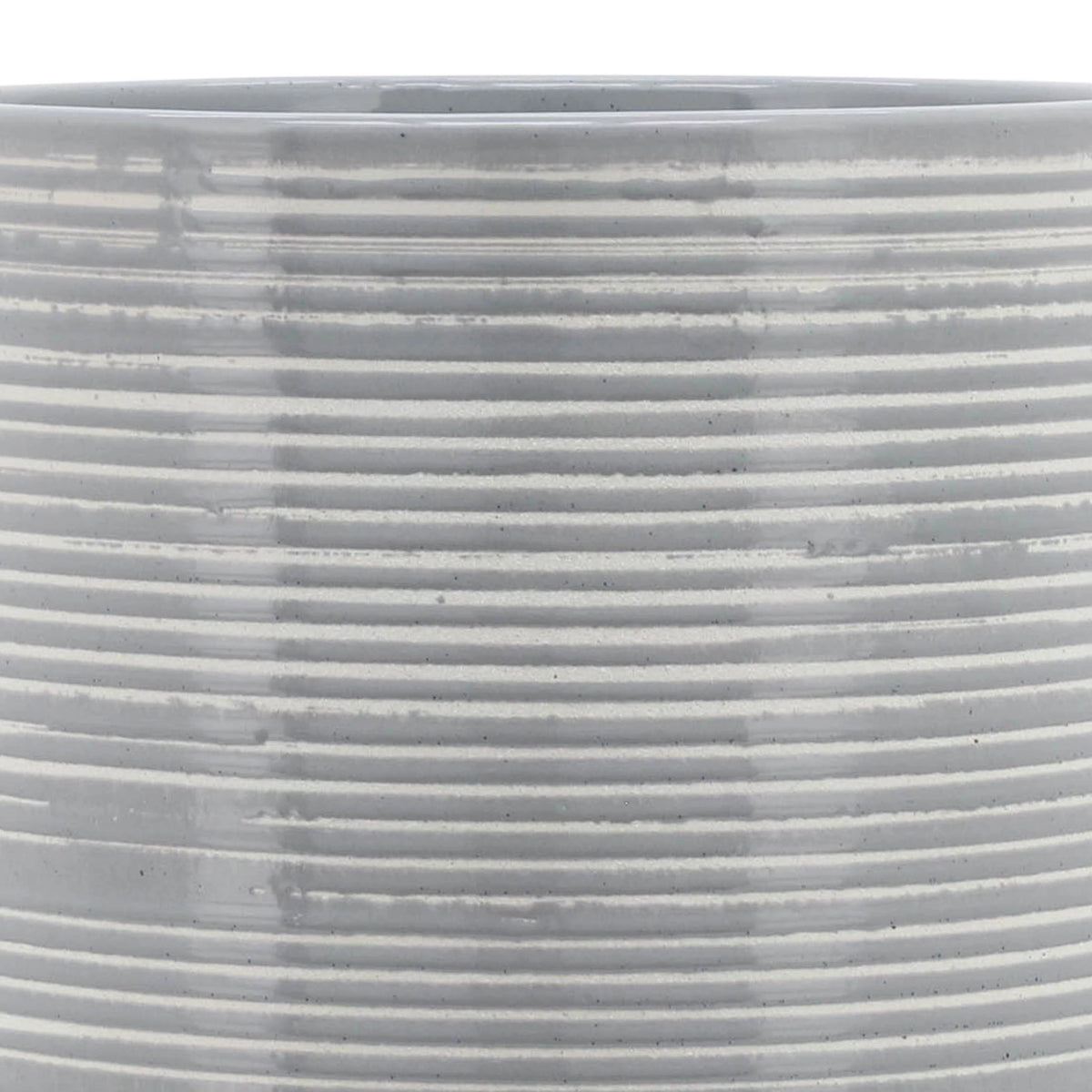 10" Round Striped Ceramic Planter On Stand E530923