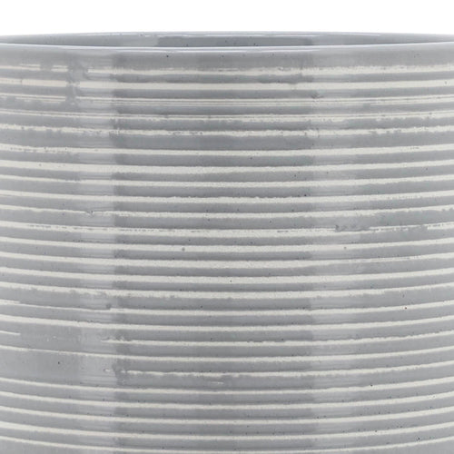 10" Round Striped Ceramic Planter On Stand E530923