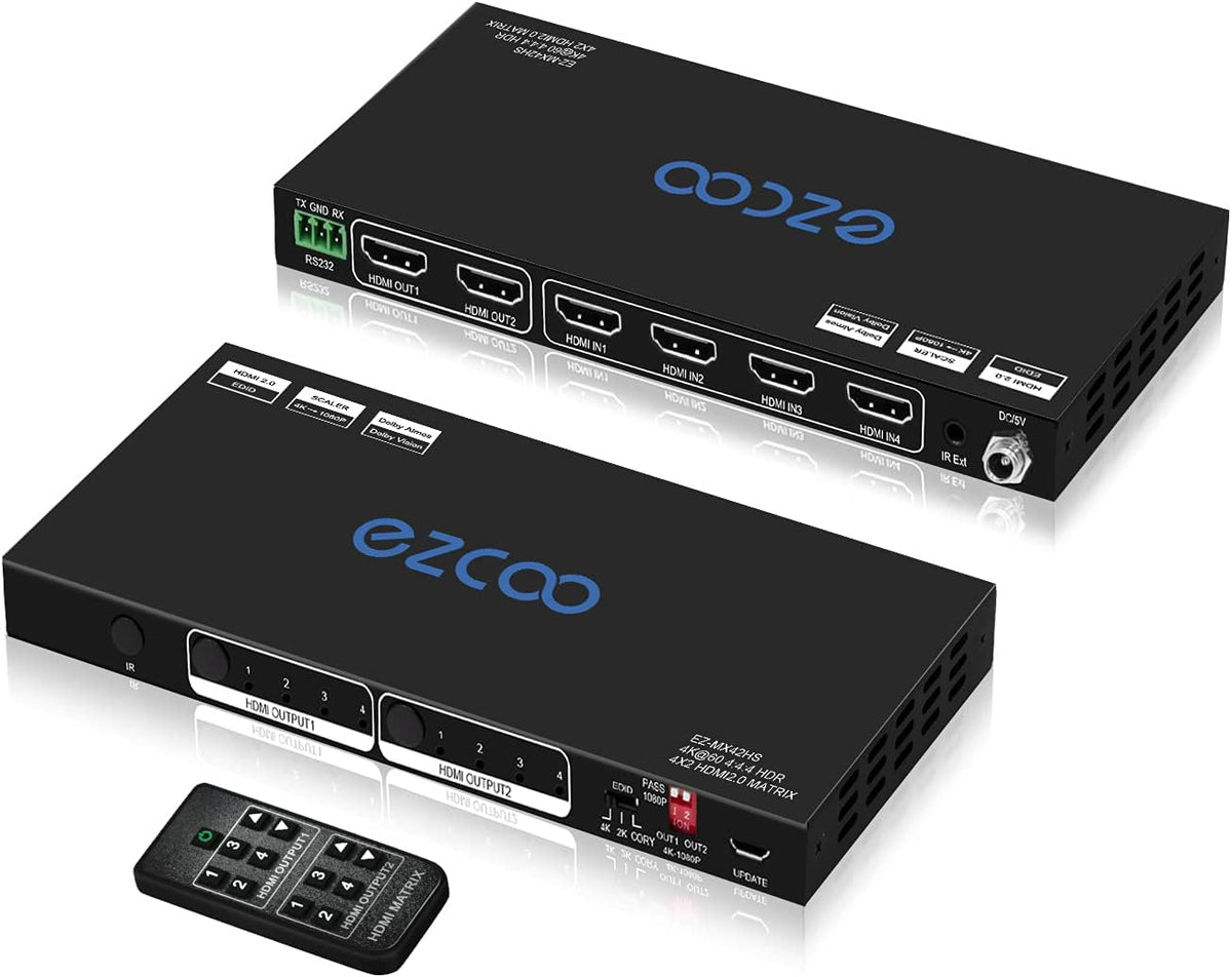 HDMI Matrix 4x2 4K 60Hz HDR 10 EDID Switch Pack of 2 H613