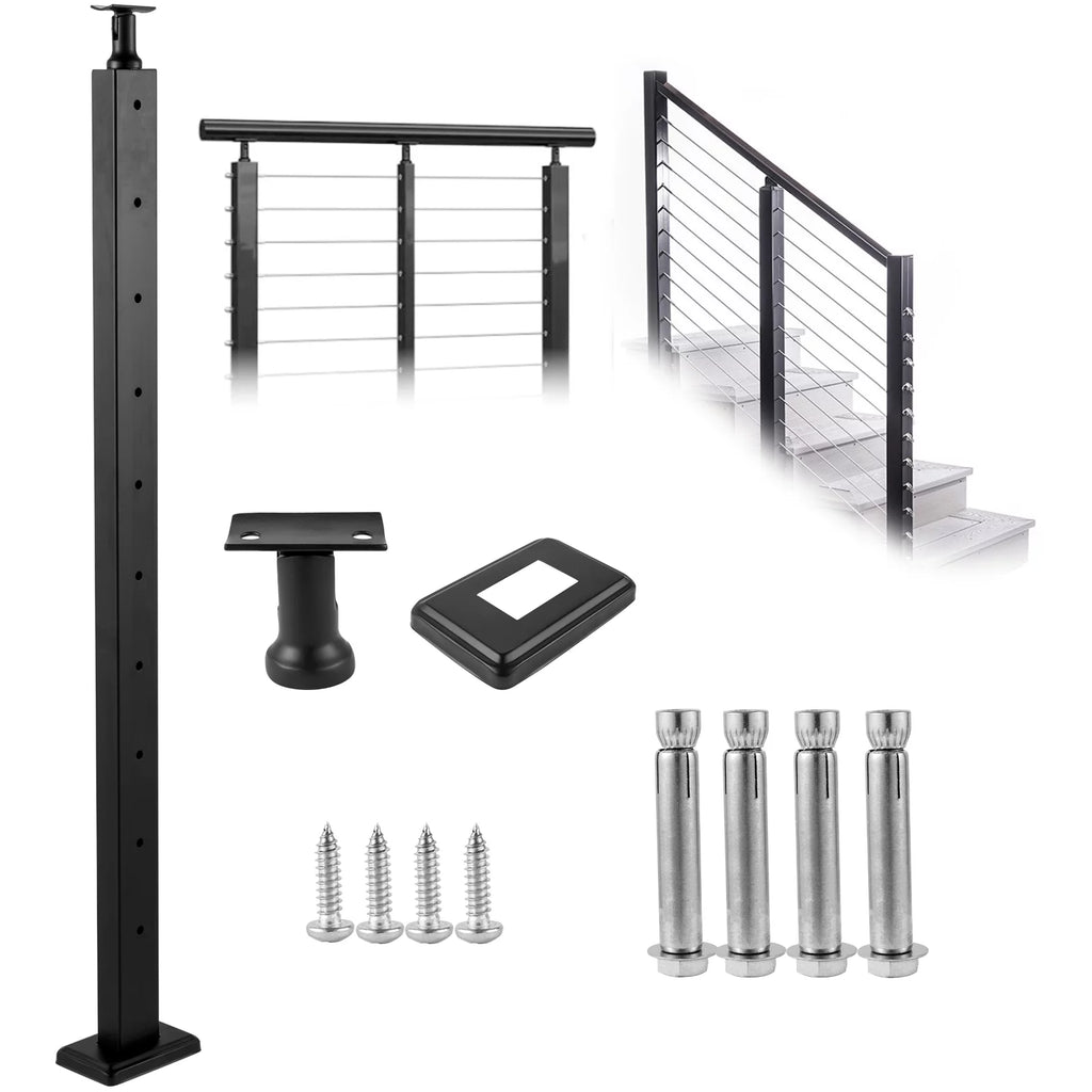 Black Cable Railing Post V31913