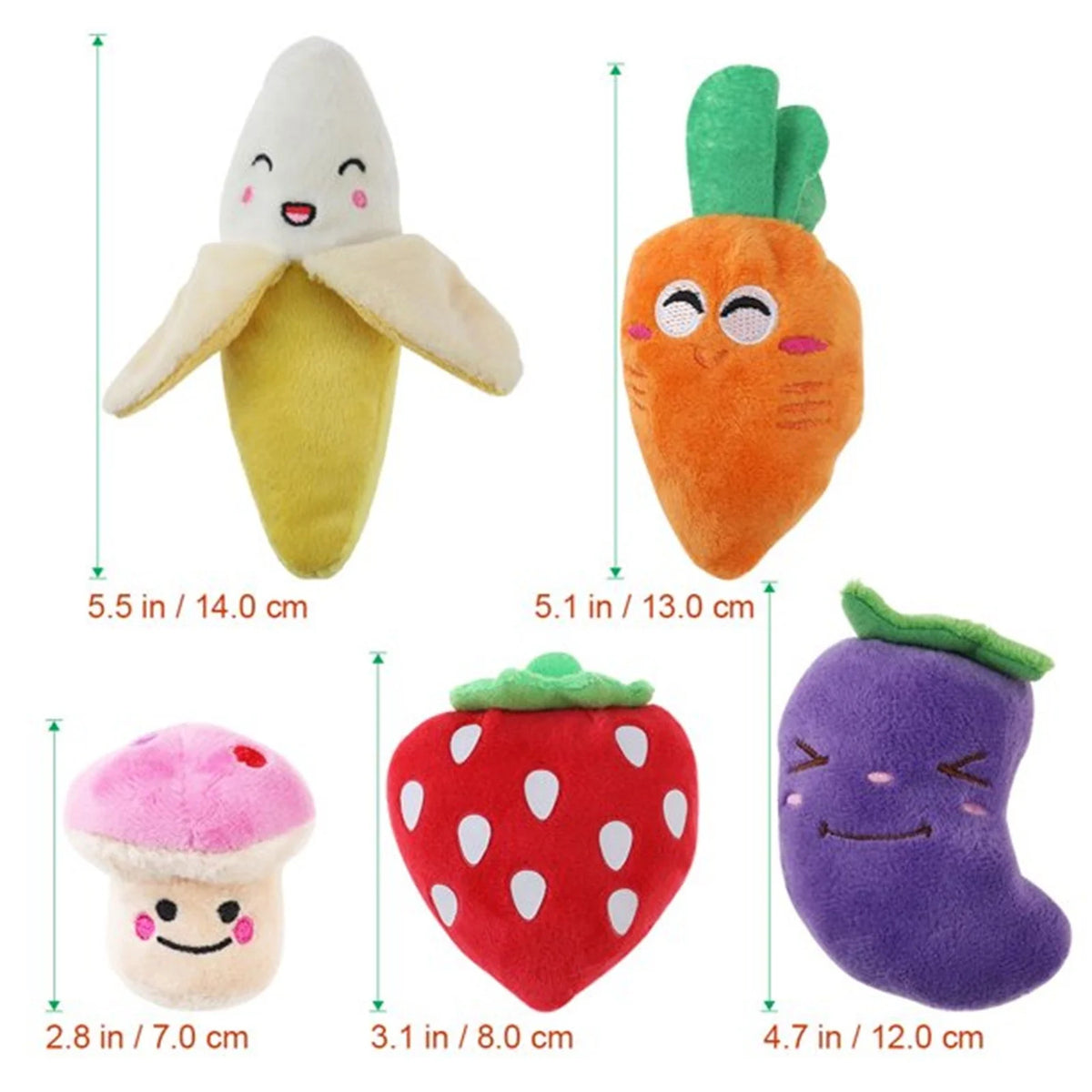 5 Pack Dog Squeaky Toys Plush Fruits Snacks and Vegetables Dog Toys I879145