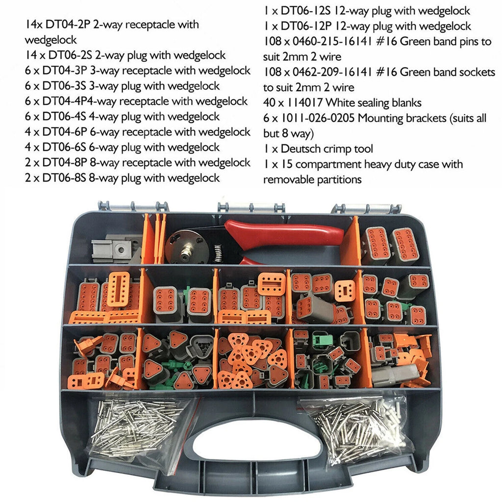 DT Connector Plug Kit, 2 3 4 6 8 Pin Automotive Electrical Connectors with Crimp Tool R830