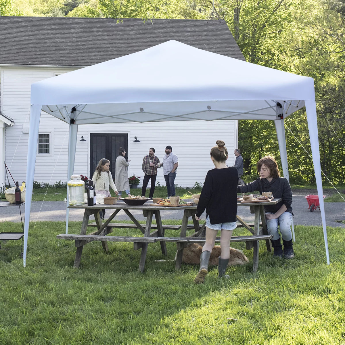 6.5 x 6.5ft Pop Up Gazebo Canopy Tent with 4 Sidewalls Green U6943