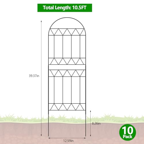 10 Pack Rustproof Metal Garden Fence Panels W302