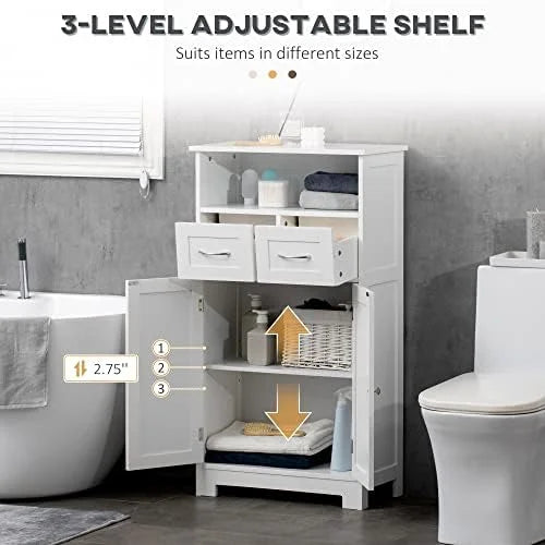 Grey Bathroom Cabinet Organizer with Two Drawers L81778