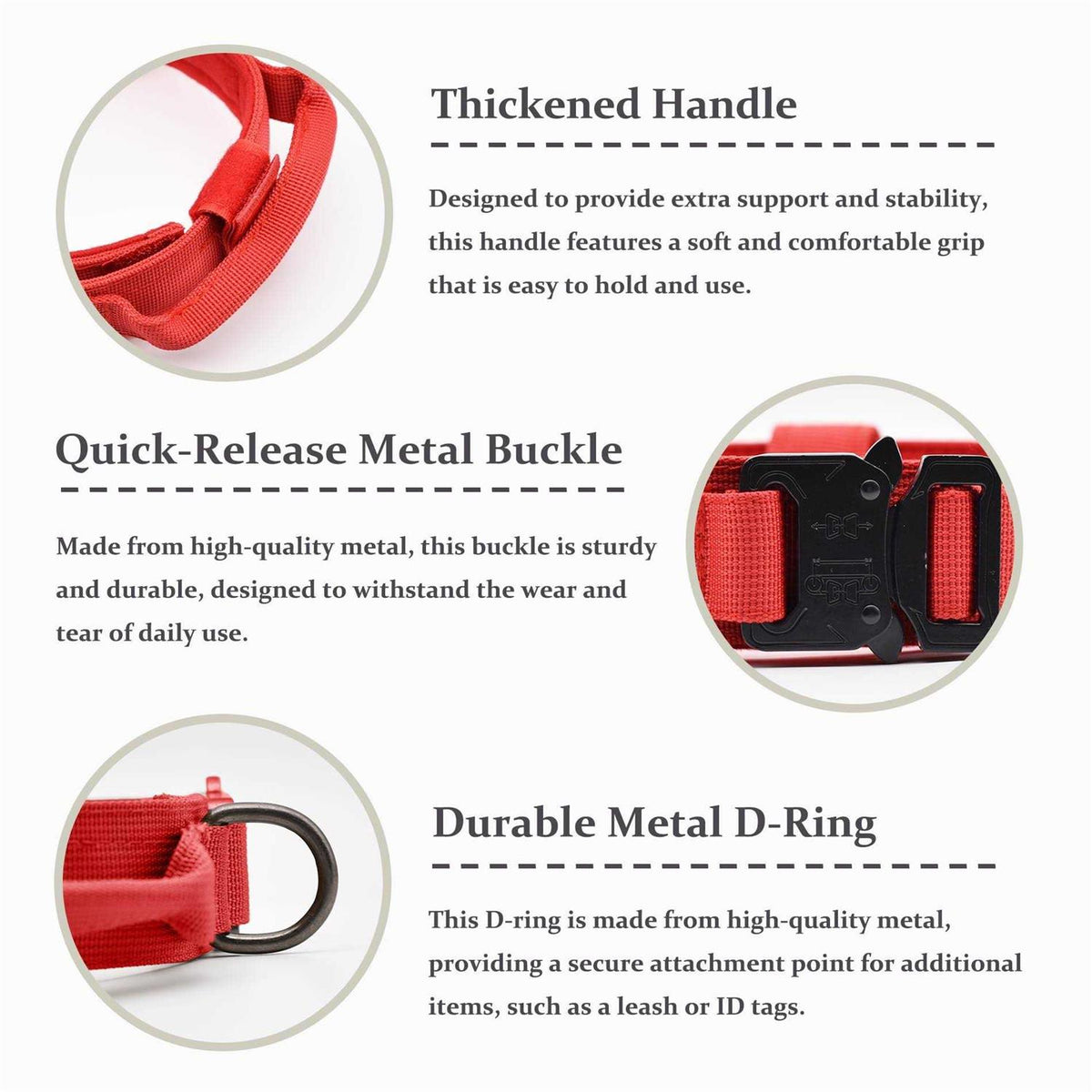 Adjustable Nylon Tactical Dog Collar with Control Handle O42652