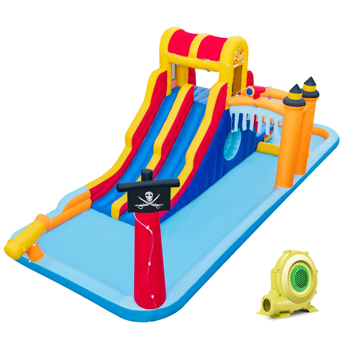 Inflatable Water Slide 6-In-1 Kids Water Park with Blower M6580