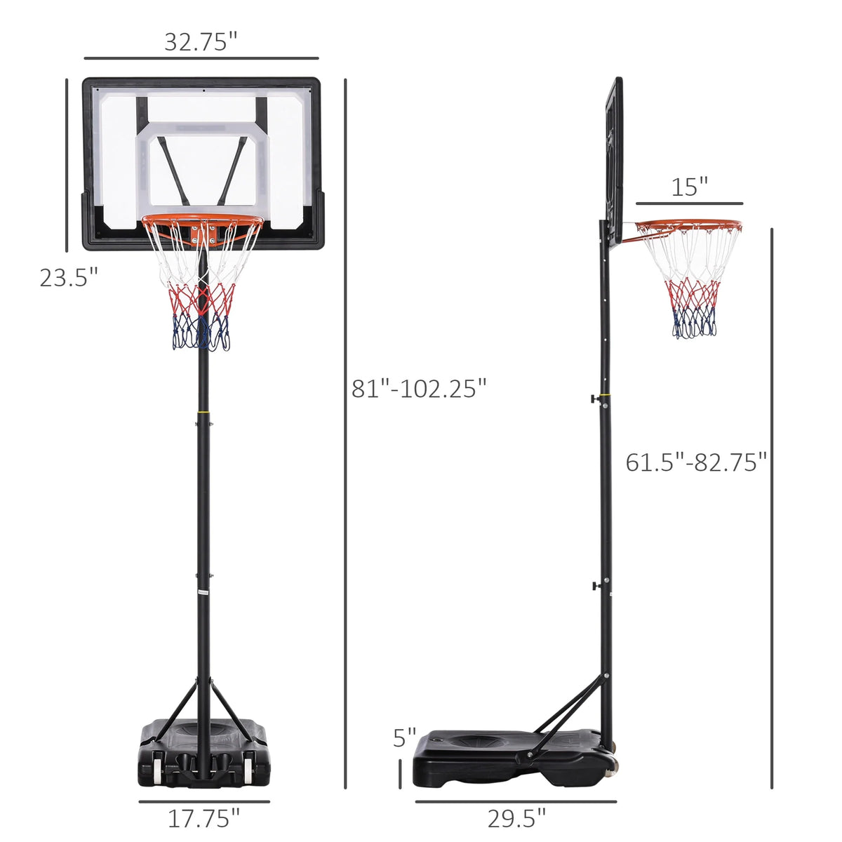 Portable Basketball Hoop System with 33 In. Backboard Y777286