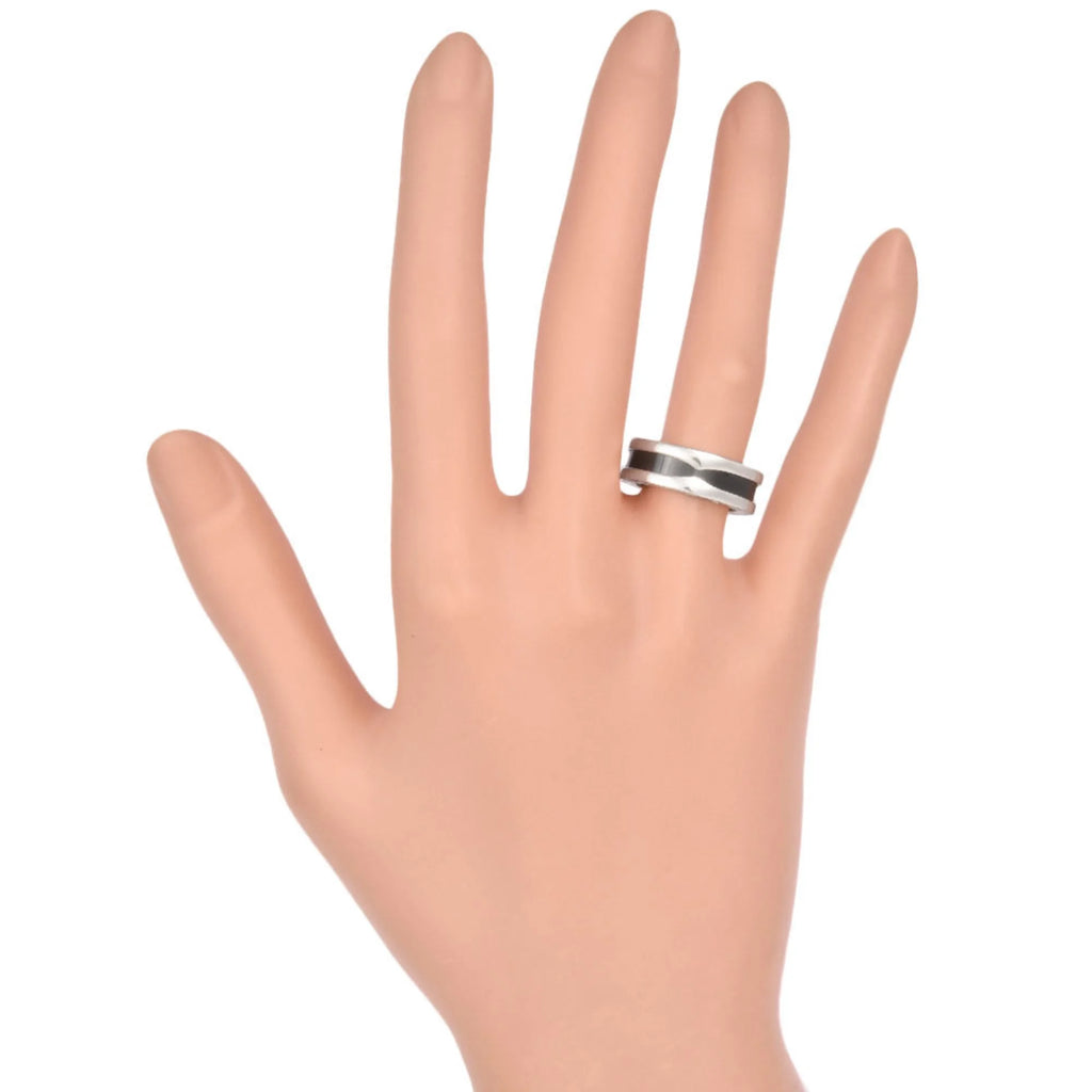 Pre-Owned SV925 Black Ceramic Ring X6231