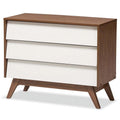 White and Walnut Brown 3 Drawer Chest F28134