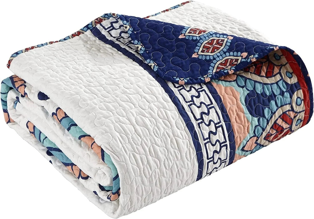 Queen Size 4 Piece Cotton Reversible Quilt Set K433086