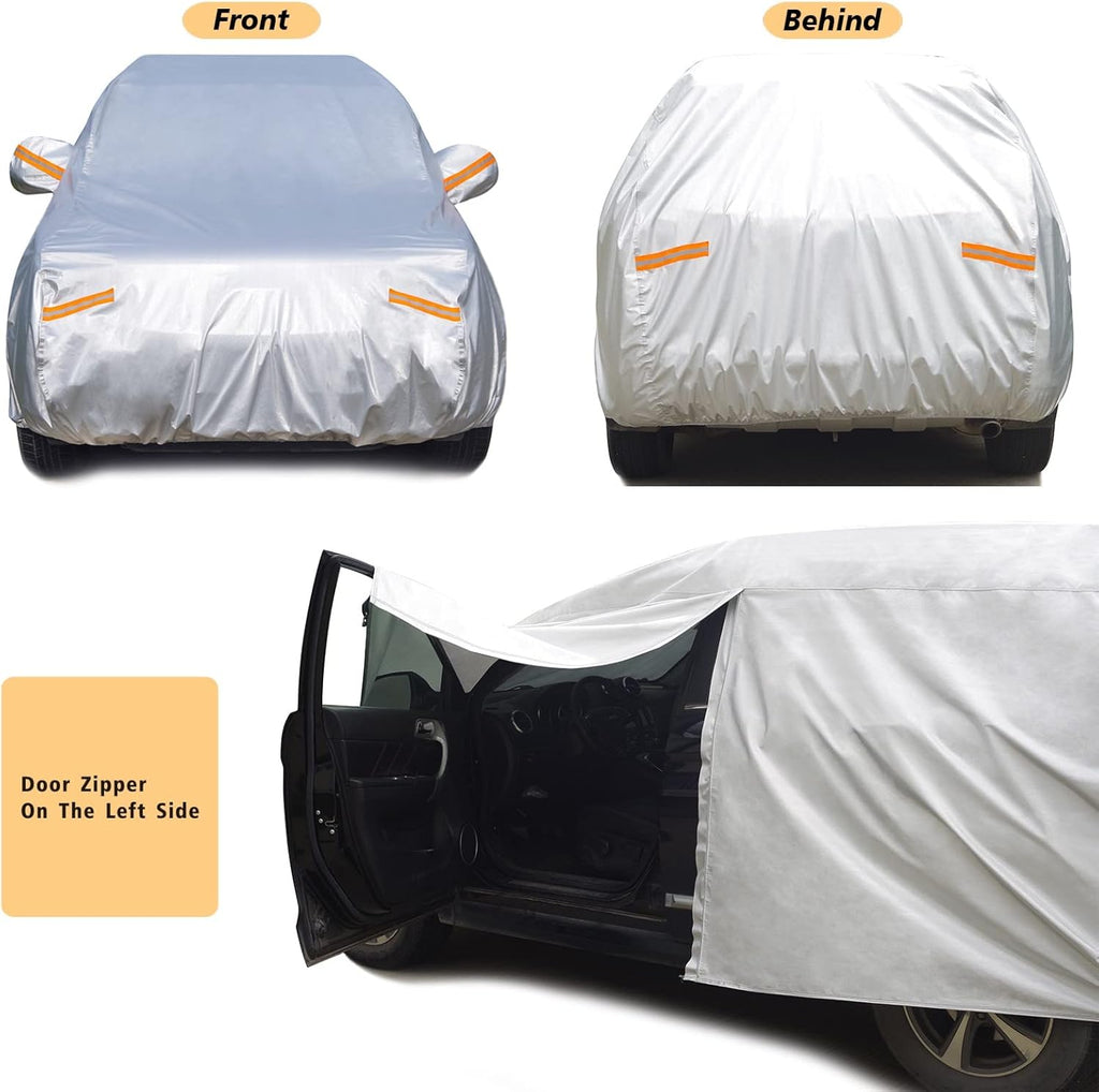 6 Layers Waterproof Outdoor Full Car Cover with Zipper Cotton D9464