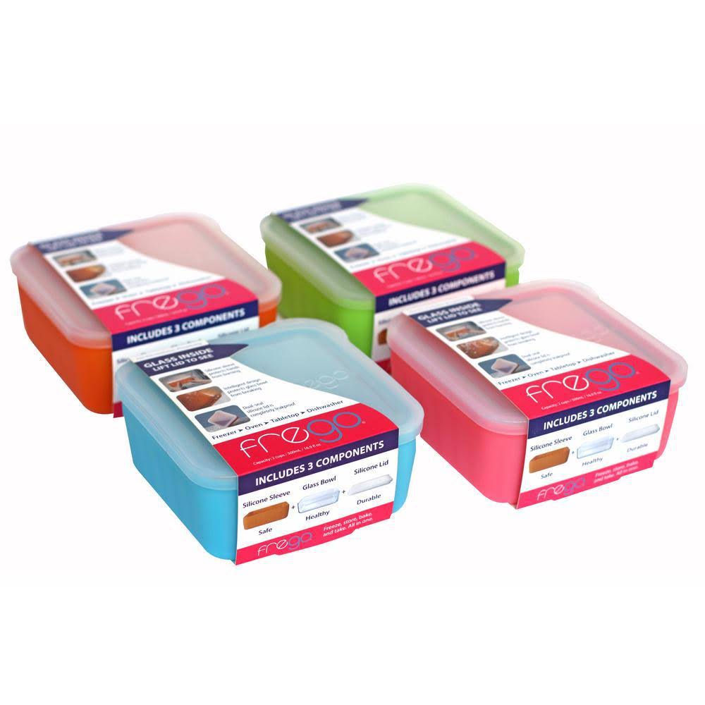 2-Cup Glass Food Storage Container with Lid (4-Pack) O304