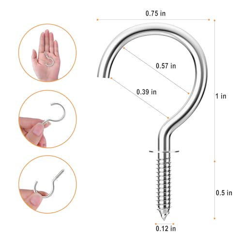 100 Pcs 1 Inch Metal Cup Hooks Screw Hooks - Bronze O852