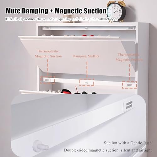 Gray Wall Mounted Shoe Cabinet with Flip Drawers I9106