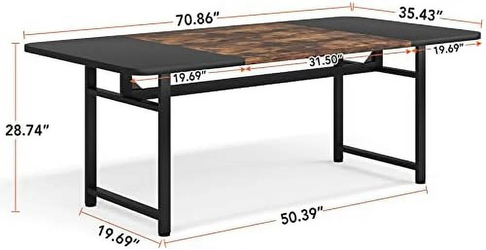 70.87" Long Dining Table with Heavy Duty Metal Frame R498803