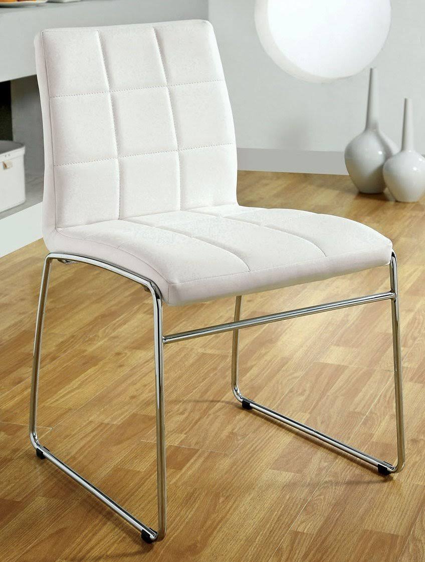 White Leatherette Side Chair Set of 2 E152