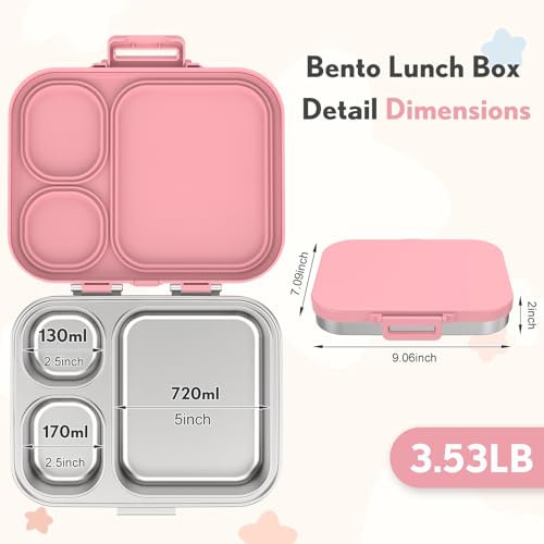 3 Compartment Leak Proof Stainless Steel Bento Box E221376