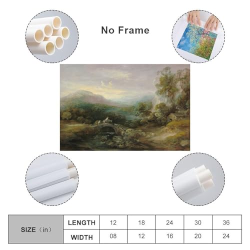 Mountain Landscape with Bridge Canvas Wall Art W147
