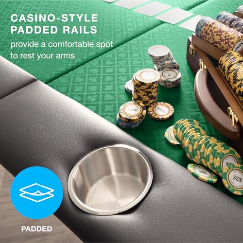 10-Person Foldable Poker Table with Speed Cloth and Stainless Steel Cupholders (Green, 84 Inch) G4028