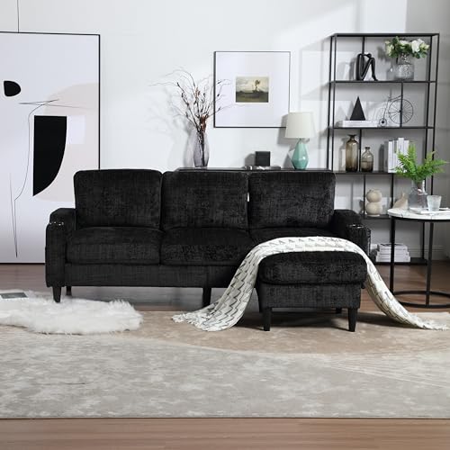 Beige Convertible L Shaped Sectional Sofa with Storage Ottoman F200