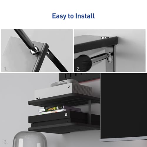 Black Projector Wall Shelf Double Shelf Stand U343573