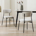 Set of 2 Boucle Upholstered Dining Chairs with Black Metal Legs D664091