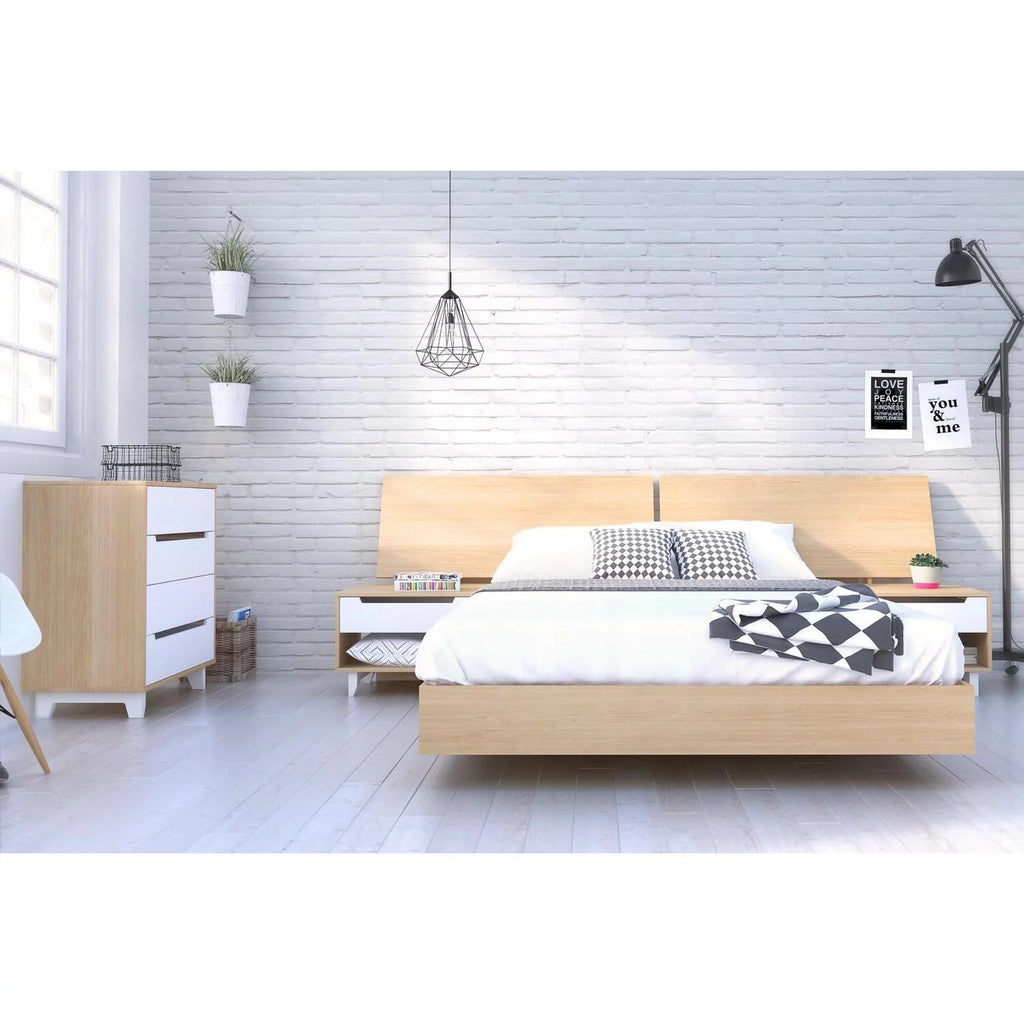 Queen Size Bed Set Natural Maple N54536