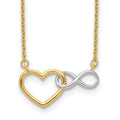 14K Yellow Gold and White Rhodium Heart with Infinity Symbol Necklace 17" E59749