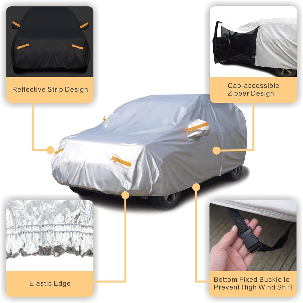 6 Layers Waterproof Outdoor Full Car Cover with Zipper Cotton D9464