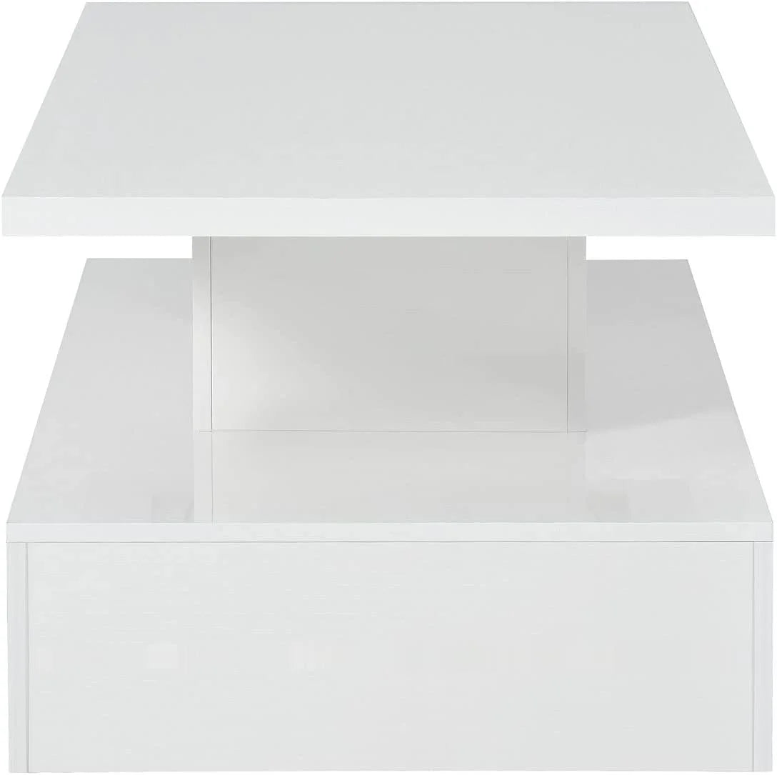 White 47 In Coffee Table with LED Light and Control E844