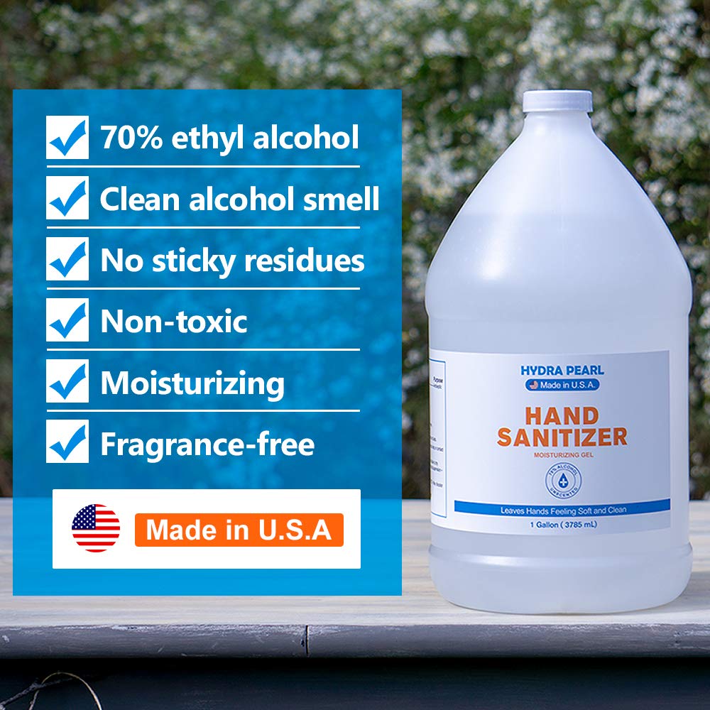Hydra Pearl Hand Sanitizer Gel - 70% Alcohol - Unscented - 1 Gallon (128 oz) - 1-Pack Without Pump - Pack of 2 N7560