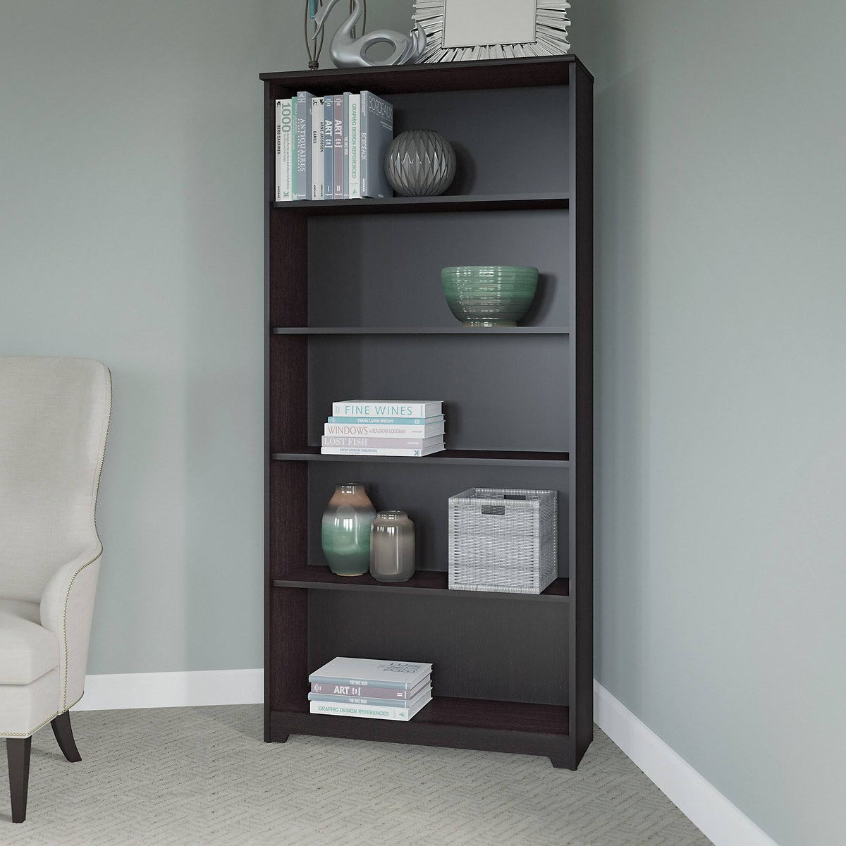 5 Shelf Bookcase Espresso Oak Y6633