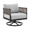 Black Aluminum Grey Rope Swivel Rocking Chair with Cushions C913555