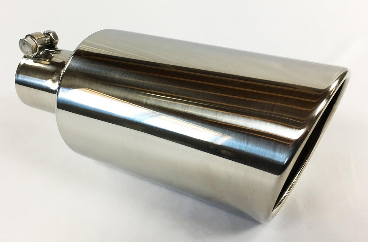 Polished Stainless Steel Bolt On Rolled Slant Exhaust Tip Pack of 2 O427