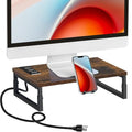 Monitor Stand Riser with Charging, Adjustable Computer Desk Organizer with Phone Holder W702
