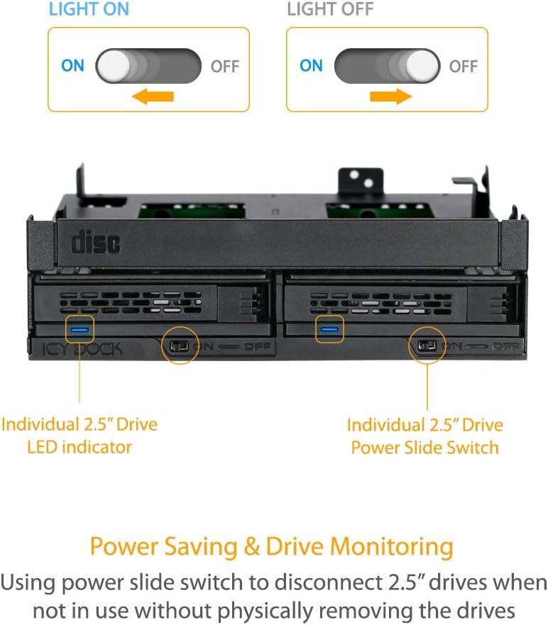 2 x 2.5 SAS/SATA HDD/SSD Mobile Rack + Slim Optical Drive Slot for 5.25 Bay S390