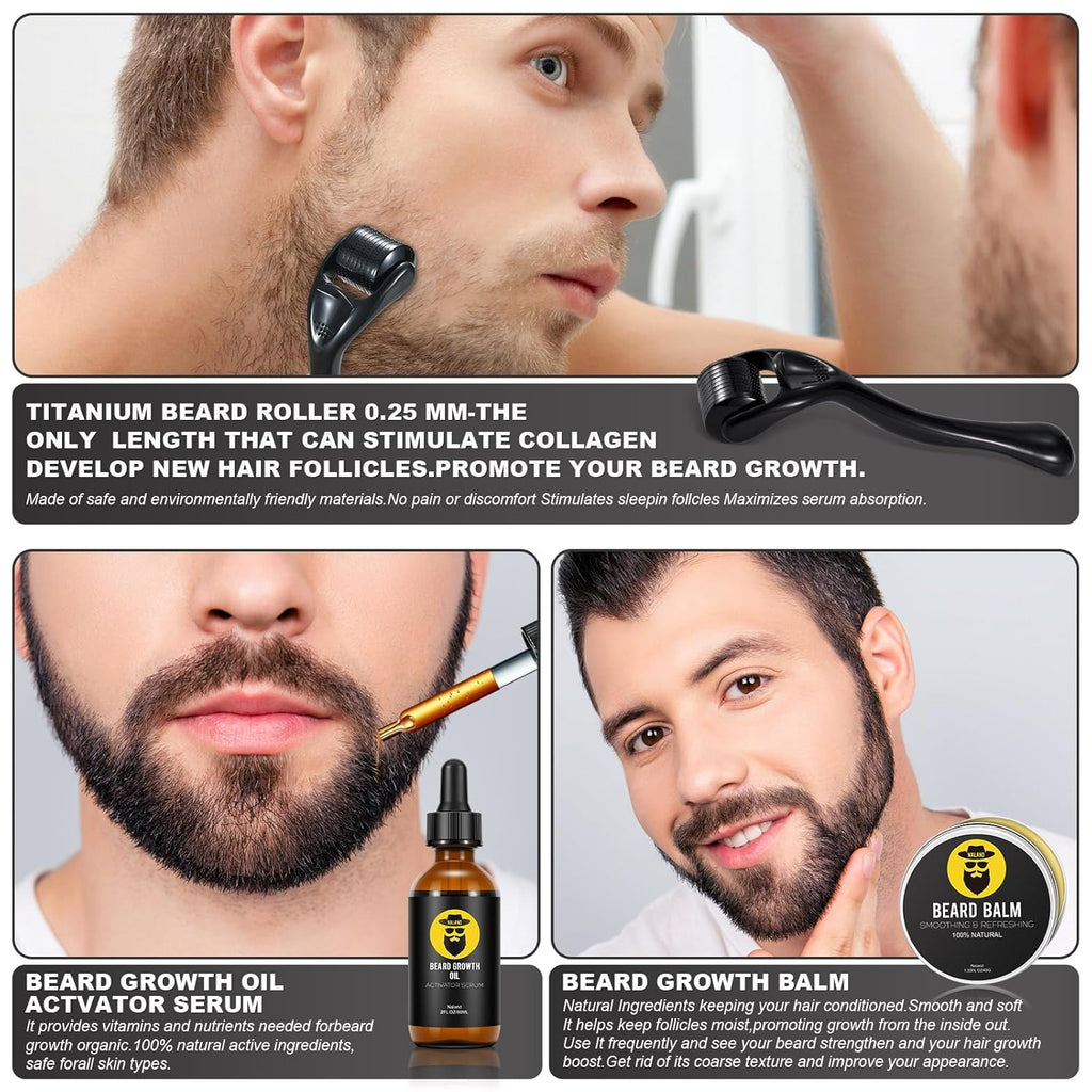 Beard Growth Kit with Beard Growth Oil (2 oz), Beard Balm and Comb A2266