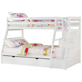 White Wood Twin over Full Bunk Bed with Ladder Q124523