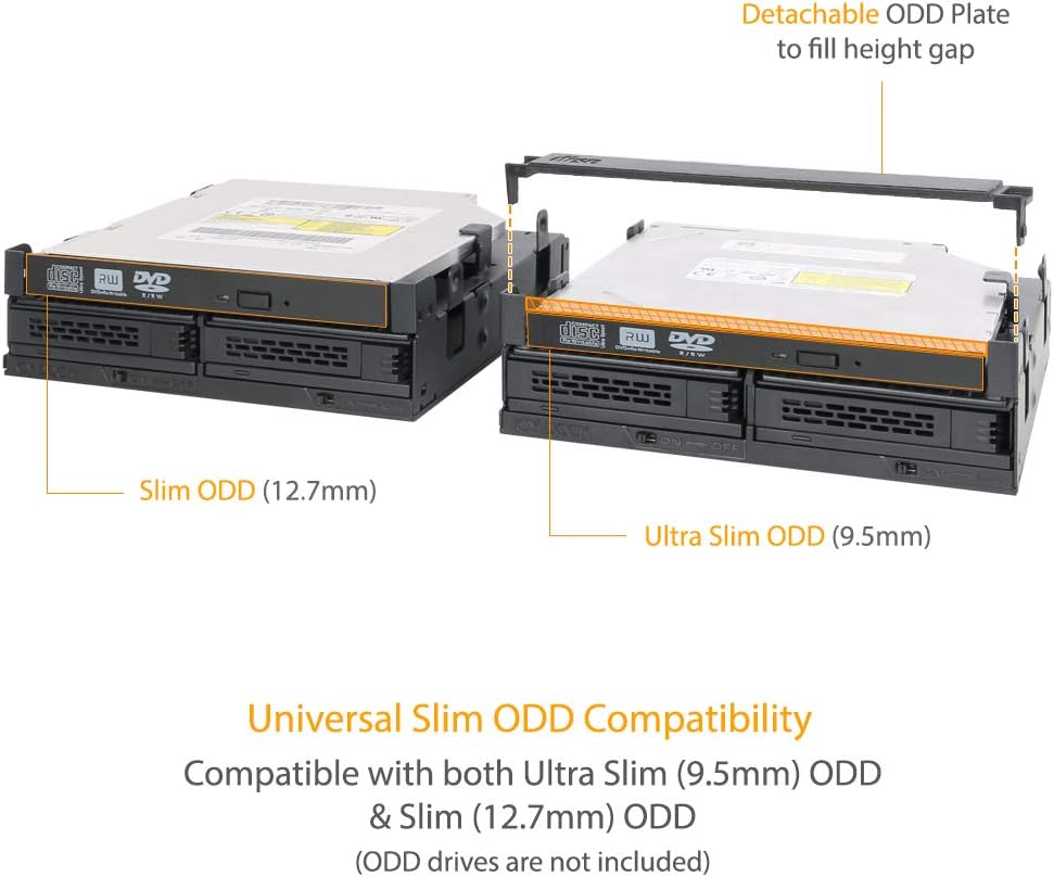 2 x 2.5 SAS/SATA HDD/SSD Mobile Rack + Slim Optical Drive Slot for 5.25 Bay S390