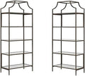 2 Piece 5 Shelf Metal Bookcase Set in Bronze B948076
