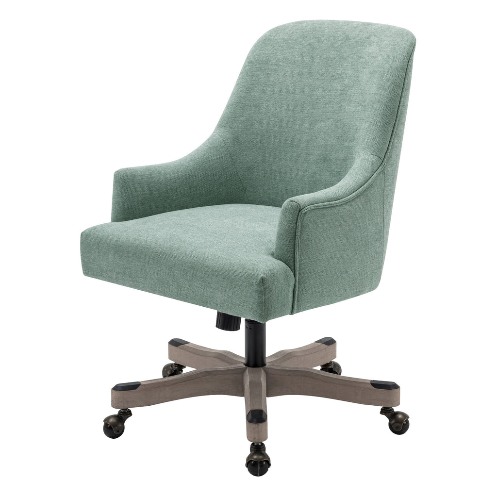 Mint Fabric Office Chair with Wood Base S212