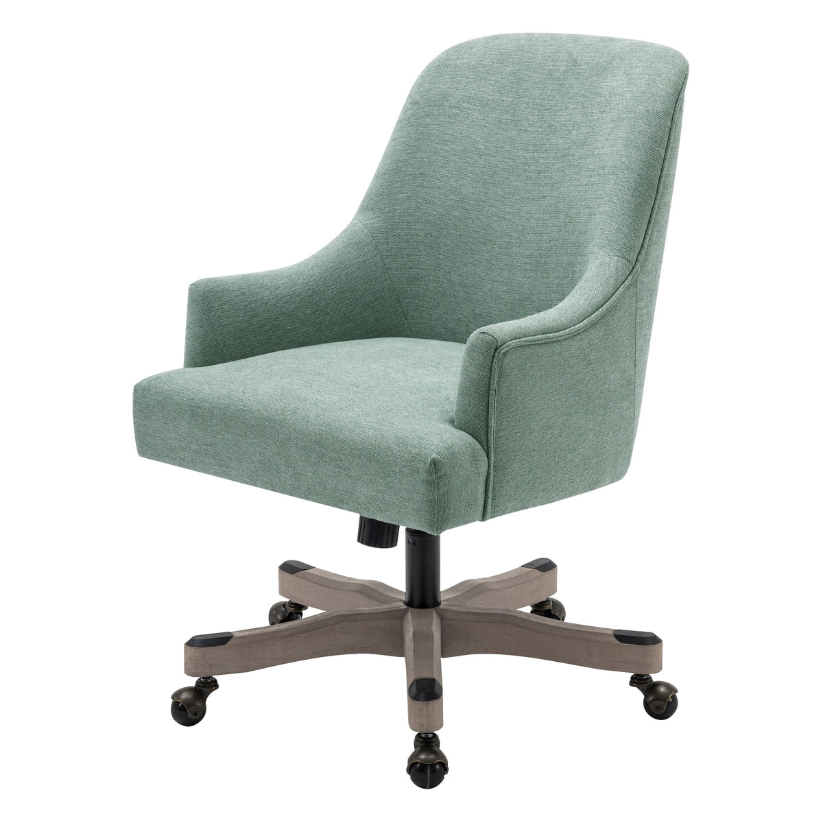 Mint Fabric Office Chair with Wood Base S212