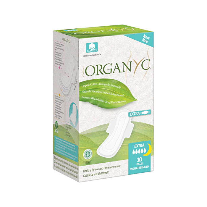 Organic Pads Ultra Thin with Wings Extra Long Overnight x 10 Pack K1314