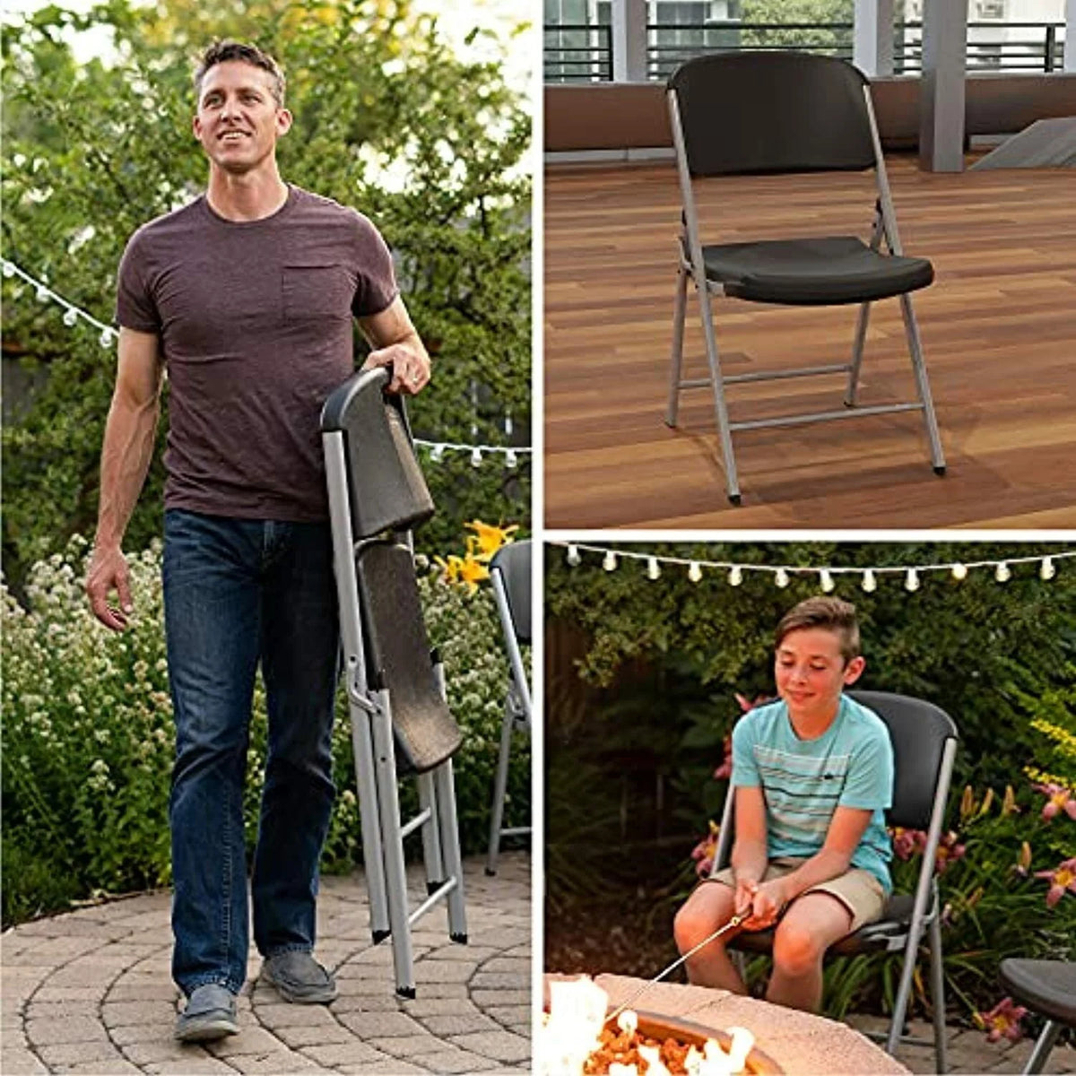 Folding Chairs 4 Pack Plastic Stackable D113574
