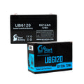 6V 12Ah Sealed Lead Acid Battery with F1 to F2 Terminal Adapters I5369