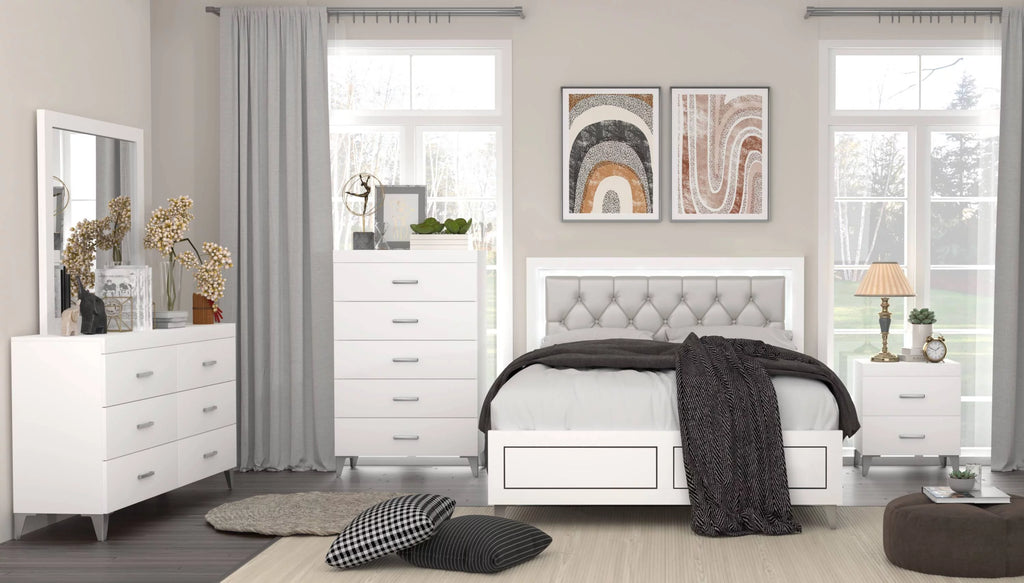 Queen Size Bed with LED Gray A51532
