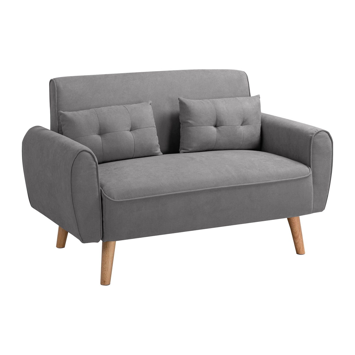 Dark Grey Fabric Upholstered 2-Seat Sofa Q27689