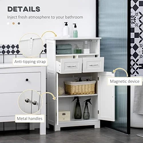 Grey Bathroom Cabinet Organizer with Two Drawers L81778
